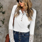 Crochet Lace Hem Sleeve Button Top