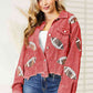 All In Football Patch Sequin Raw Hem Shacket