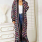 Double Take Full Size Multicolored Open Front Fringe Hem Cardigan