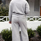 Double Take Full Size Textured Long Sleeve Top and Drawstring Pants Set