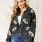 All In Football Patch Sequin Raw Hem Shacket