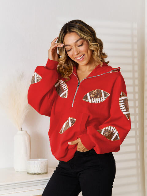 Chiefs colors football sequin hoodie taylor swift