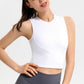 Ribbed Crisscross Round Neck Cropped Sports Tank