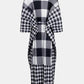 Plaid Accordion Pleated Tie Waist Collared Dress