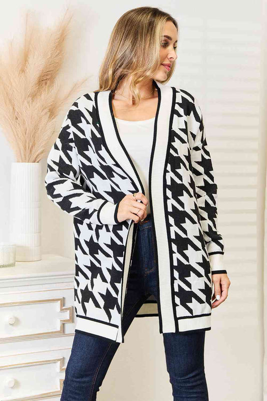 Woven Right Houndstooth Cardigan