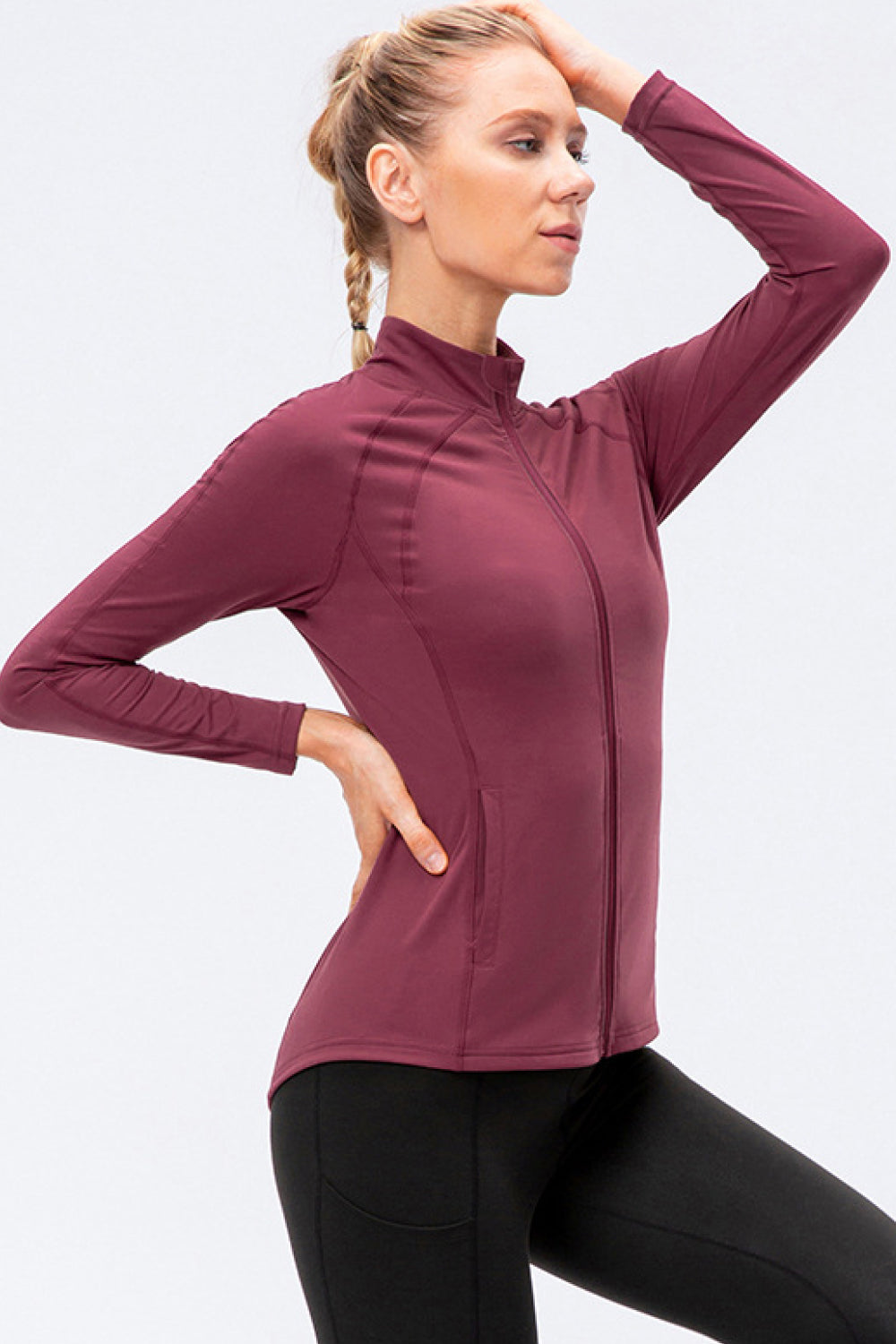 Zip Up Exposed Seam Top with Pockets