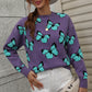 Butterfly Dropped Shoulder Crewneck Sweater