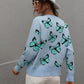 Butterfly Dropped Shoulder Crewneck Sweater