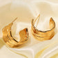 18K Gold-Plated Hammered C-Hoop Earrings