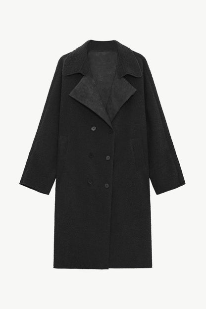 Sabriel Double-Breasted Belted Sherpa Coat