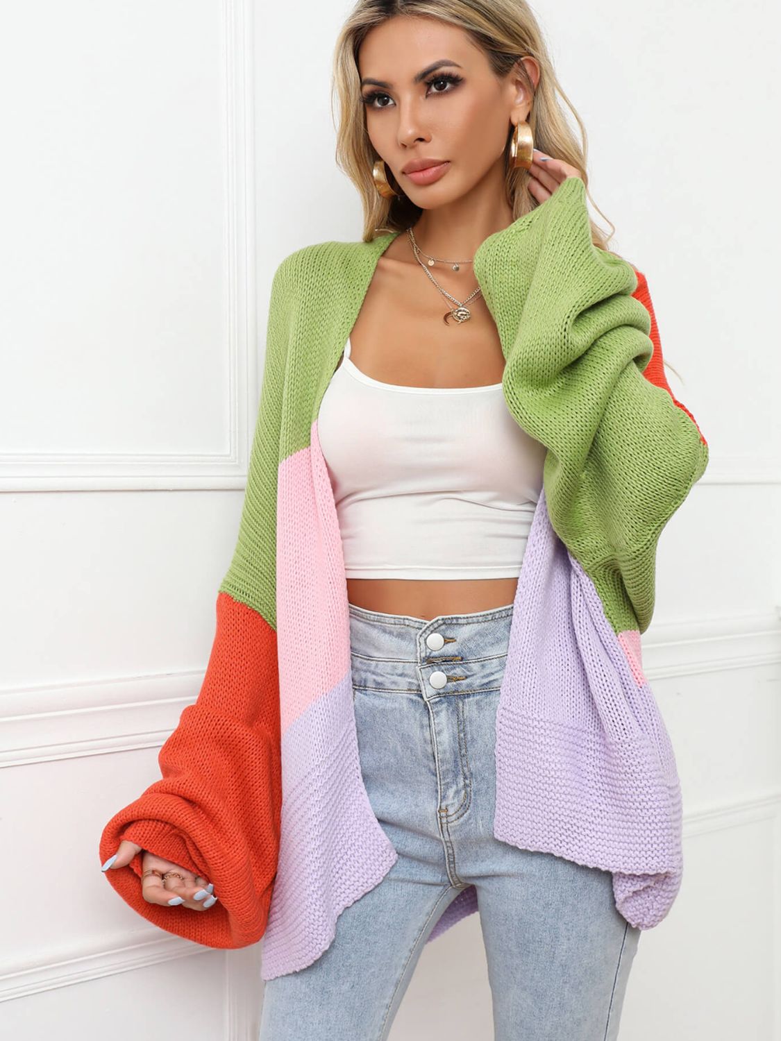 Tracy Color Block Cardigan Sweater