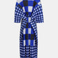 Plaid Accordion Pleated Tie Waist Collared Dress