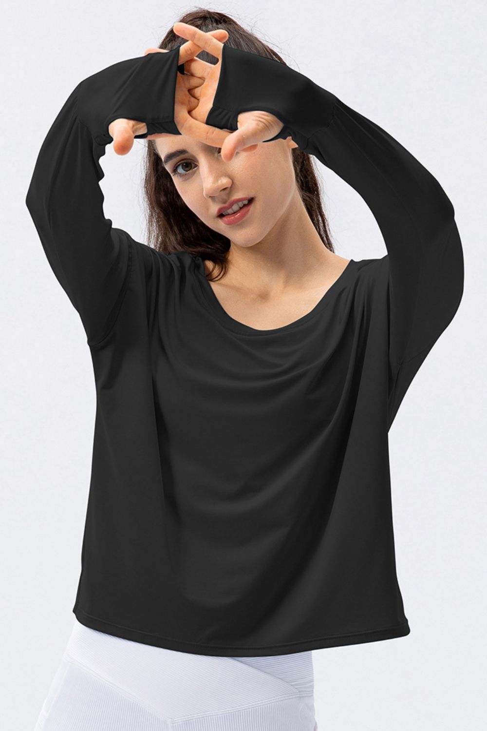 Breathable Round Neck Dropped Shoulder Top