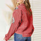 All In Football Patch Sequin Raw Hem Shacket