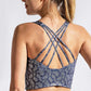 Rae Mode Full Size Printed Crisscross Back Sports Bra