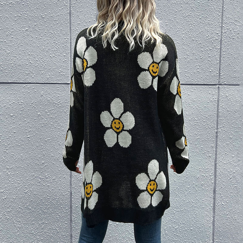 Flourance Floral Smiles Button Down Cardigan Sweater