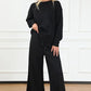 Double Take Full Size Textured Long Sleeve Top and Drawstring Pants Set