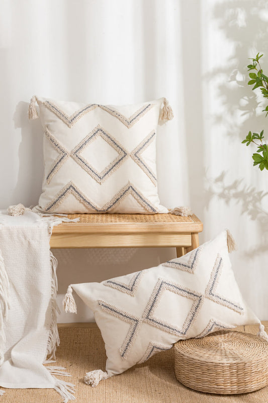 Decorative Throw Pillow Case with Tassels