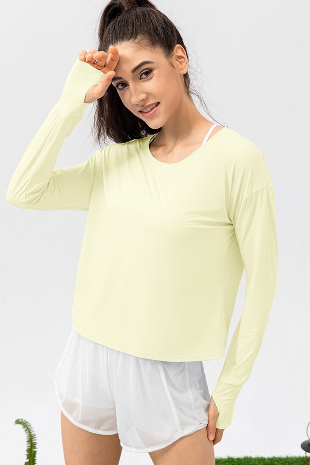 Breathable Round Neck Dropped Shoulder Top